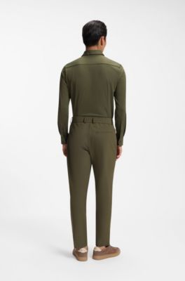 Slim-fit shirt in Italian-made performance-stretch jersey, Light Green