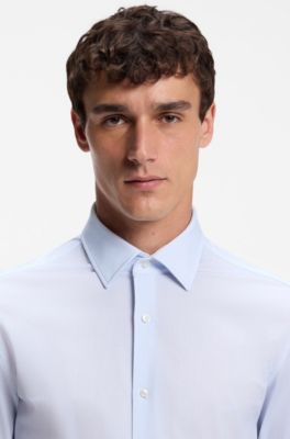 Camisa business slim fit en punto el&aacute;stico, Celeste