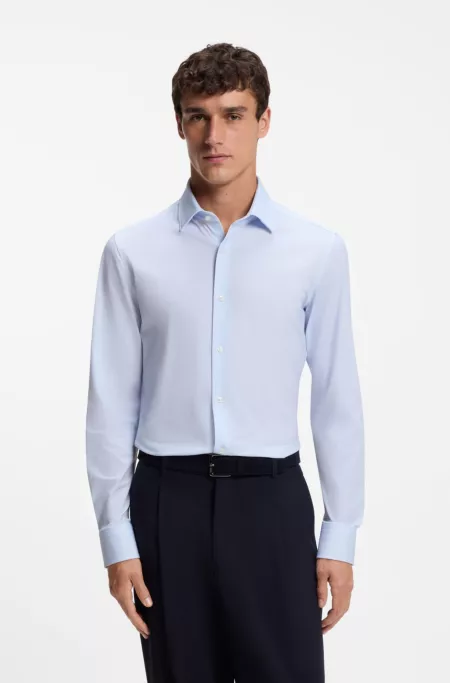 Slim-fit business shirt in stretch jersey