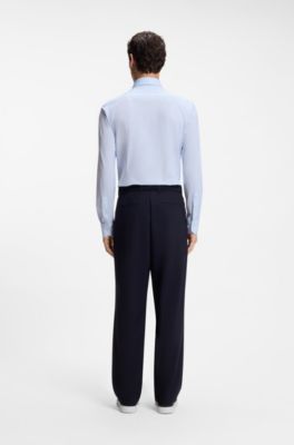 Camisa business slim fit en punto el&aacute;stico, Celeste