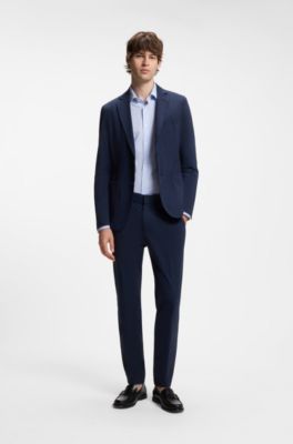 Slim-fit business shirt in stretch jersey, Light Blue