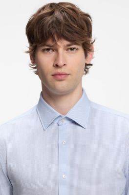 Slim-fit business shirt in stretch jersey, Light Blue