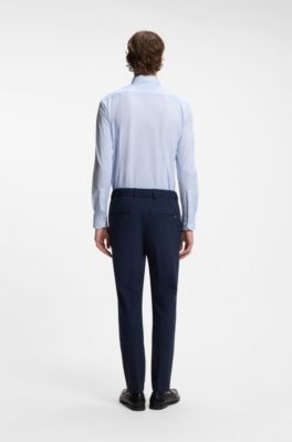 Slim-fit business shirt in stretch jersey, Light Blue