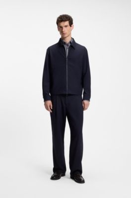 Camisa slim fit en algod&oacute;n estructurado termorregulador, Azul oscuro