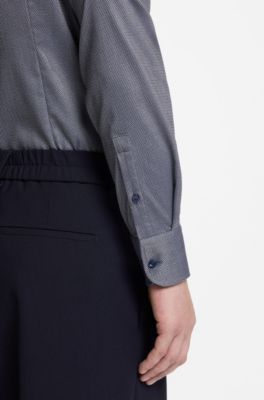 Camisa slim fit en algod&oacute;n estructurado termorregulador, Azul oscuro