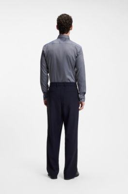 Camisa slim fit en algod&oacute;n estructurado termorregulador, Azul oscuro