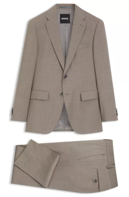 Two-piece regular-fit suit in mélange stretch wool