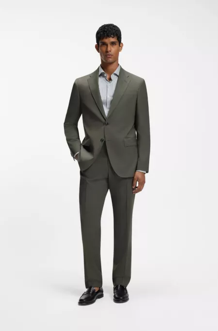 Two-piece regular-fit suit in mélange stretch wool