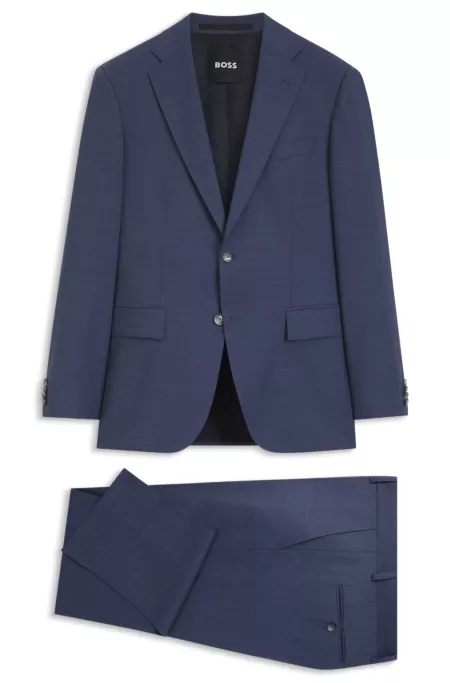 Two-piece regular-fit suit in mélange stretch wool