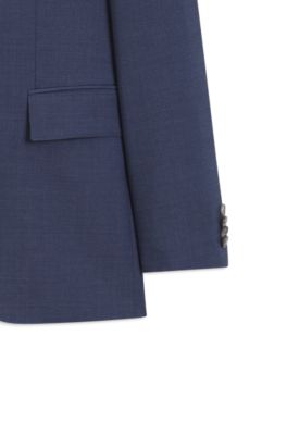 Two-piece regular-fit suit in m&eacute;lange stretch wool, Light Blue