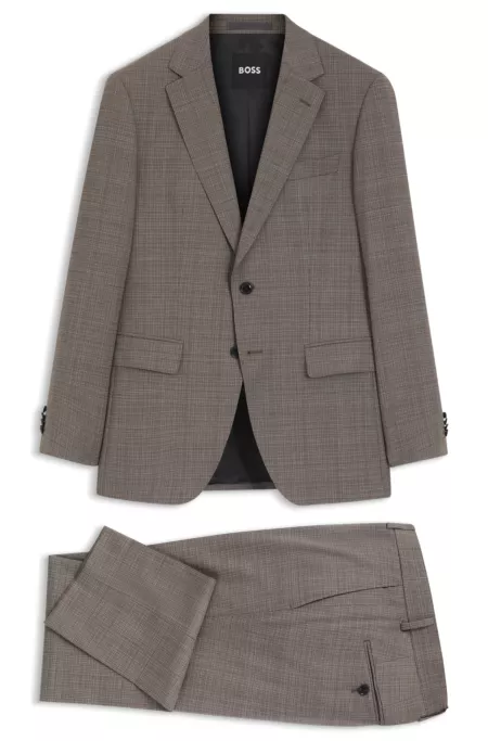 Two-piece slim-fit suit in checked stretch wool