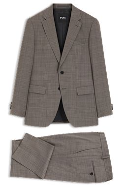 Two-piece slim-fit suit in checked stretch wool