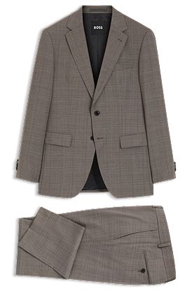 Two-piece slim-fit suit in checked stretch wool