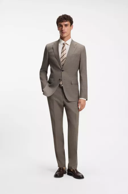 Two-piece slim-fit suit in checked stretch wool