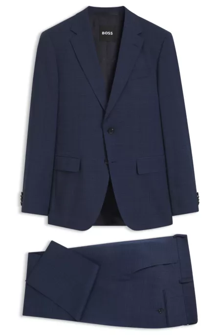 Two-piece slim-fit suit in checked stretch wool