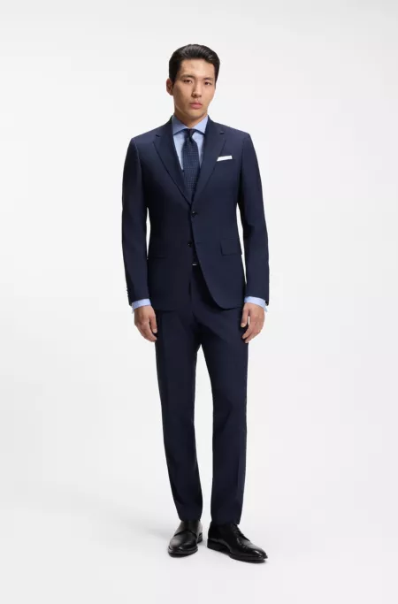 Two-piece slim-fit suit in checked stretch wool