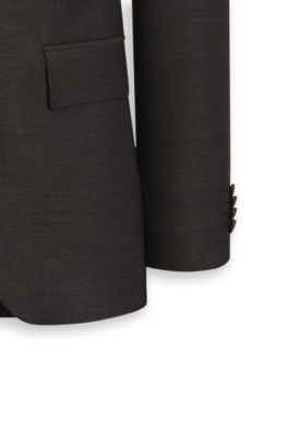 Costume Slim deux pi&egrave;ces en mohair stretch &agrave; motif, Marron
