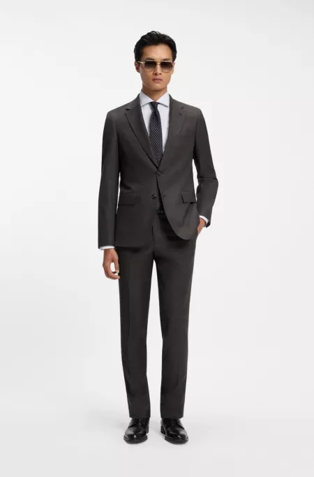 Two-piece slim-fit suit in patterned stretch wool