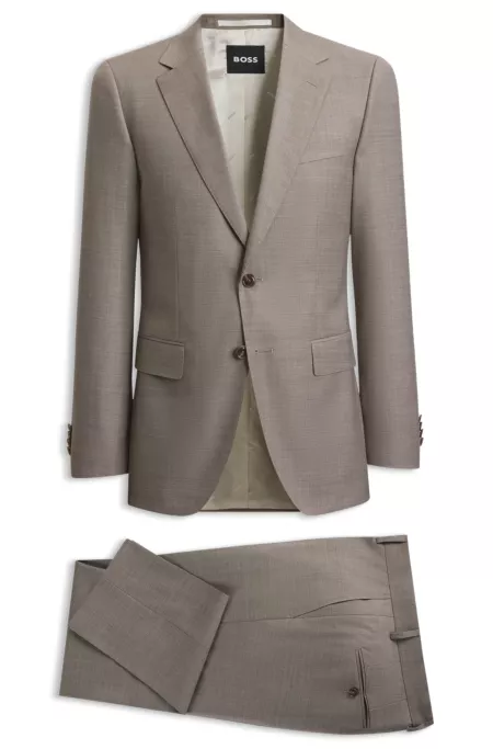 Two-piece slim-fit suit in patterned stretch wool