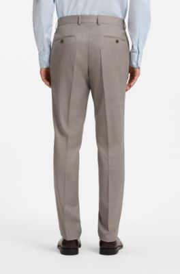 Traje slim fit de dos piezas en lana el&aacute;stica con motivo, Caqui