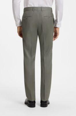 Two-piece slim-fit suit in patterned stretch wool, Light Green