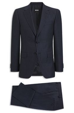 Two-piece slim-fit suit in patterned stretch wool