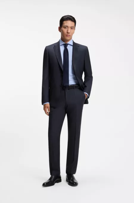 Two-piece slim-fit suit in patterned stretch wool
