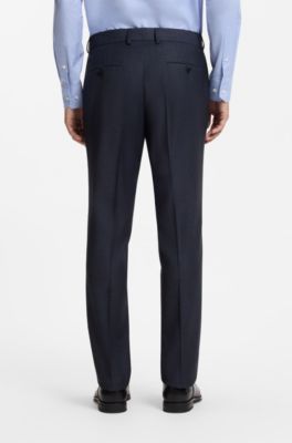 Two-piece slim-fit suit in patterned stretch wool, Dark Blue