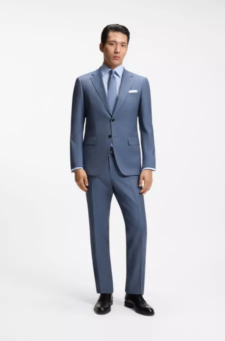 Two-piece slim-fit suit in patterned stretch wool
