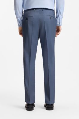 Two-piece slim-fit suit in patterned stretch wool, Light Blue