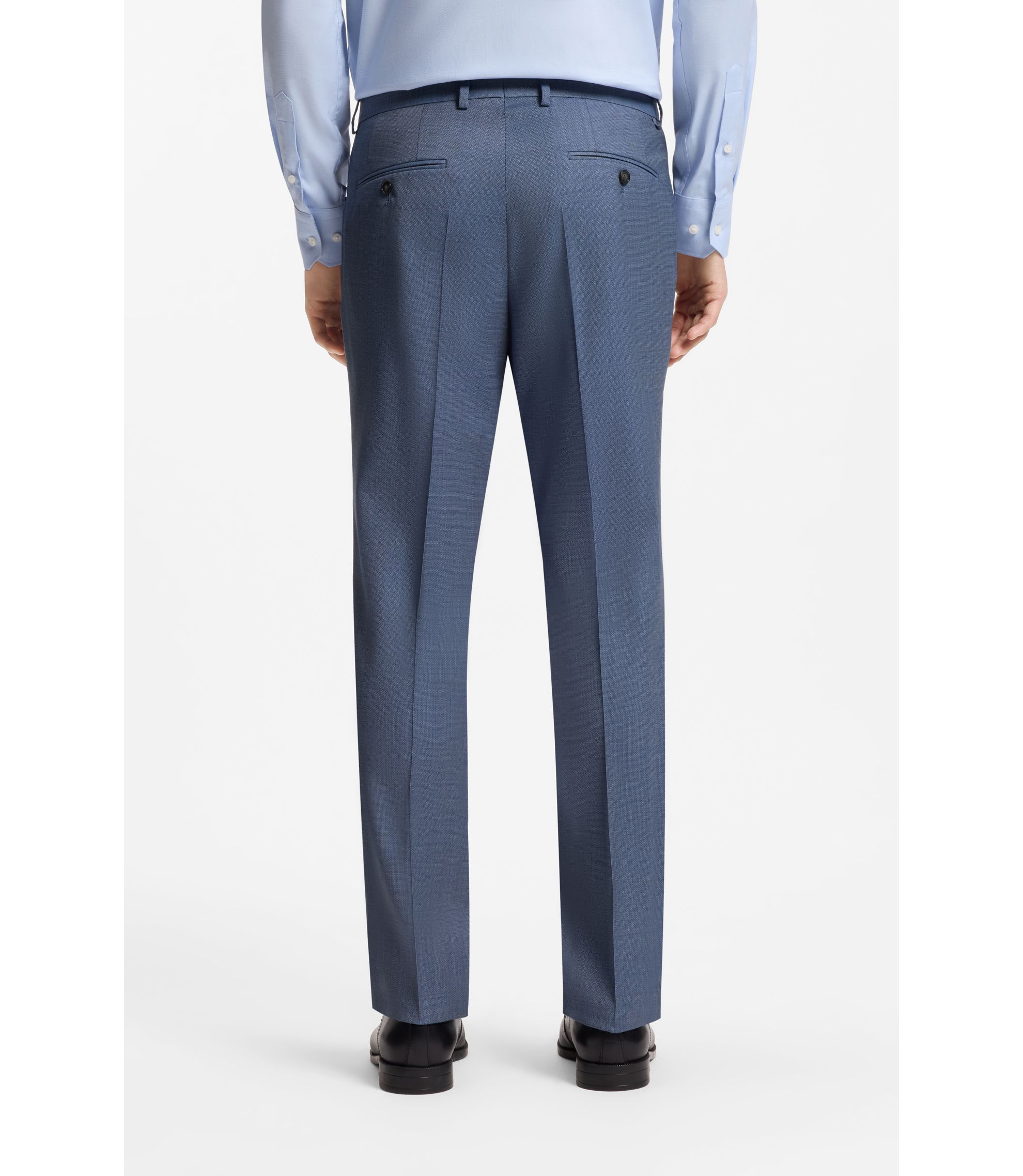 BOSS - Two-piece slim-fit suit in patterned stretch wool - Light Blue