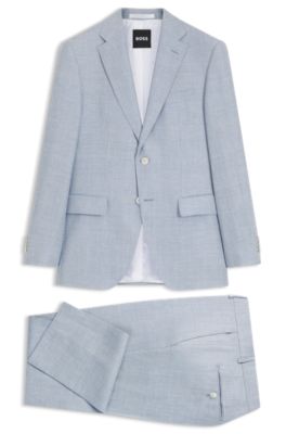 Two-piece regular-fit suit in checked fabric, Light Blue