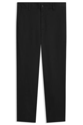 Chinos slim fit en sarga de algod&oacute;n el&aacute;stico mercerizado, Negro