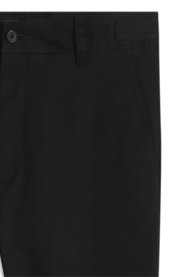 Chinos slim fit en sarga de algod&oacute;n el&aacute;stico mercerizado, Negro