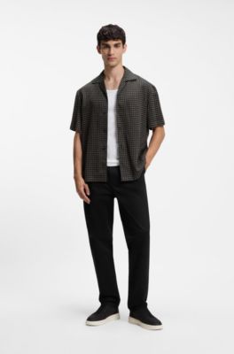 Chinos slim fit en sarga de algod&oacute;n el&aacute;stico mercerizado, Negro