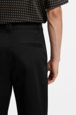 Chinos slim fit en sarga de algod&oacute;n el&aacute;stico mercerizado, Negro
