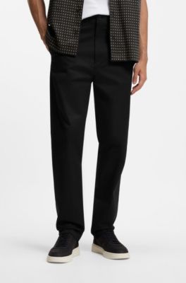 Chinos slim fit en sarga de algod&oacute;n el&aacute;stico mercerizado, Negro