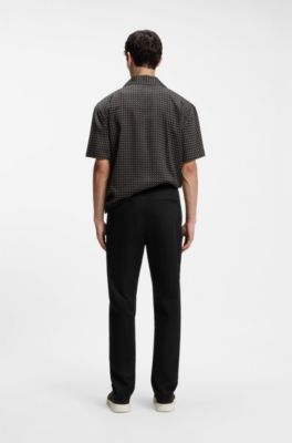 Chinos slim fit en sarga de algod&oacute;n el&aacute;stico mercerizado, Negro