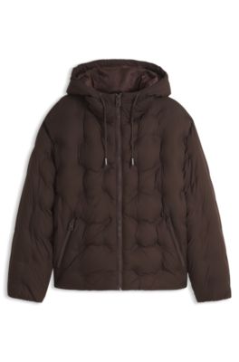 Water-repellent quilted jacket, Brown