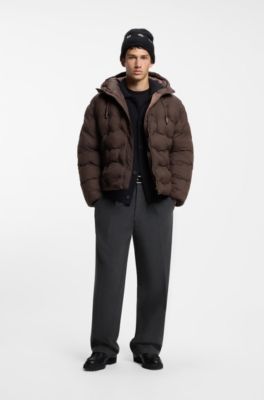 Water-repellent quilted jacket, Brown