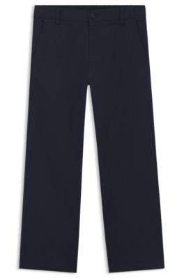 Straight-fit pants in mercerized stretch cotton, Dark Blue