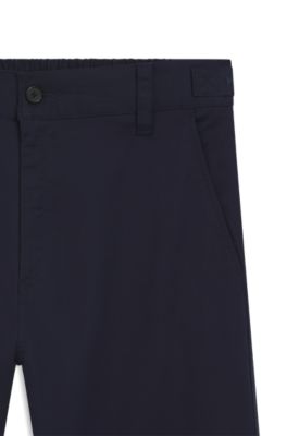 Straight-fit pants in mercerized stretch cotton, Dark Blue
