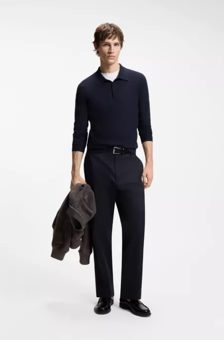 Straight-fit pants in mercerized stretch cotton