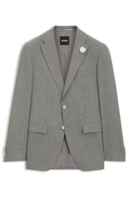 Veste Slim en tissu stretch m&eacute;lang&eacute;, Chaux
