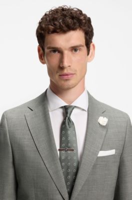 Veste Slim en tissu stretch m&eacute;lang&eacute;, Chaux