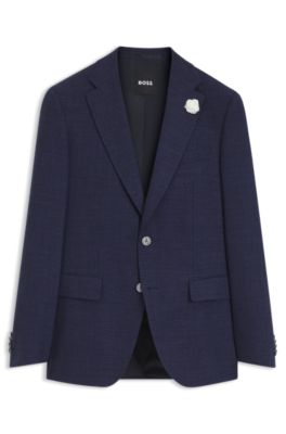 Blazer slim fit en tejido el&aacute;stico jaspeado, Azul oscuro