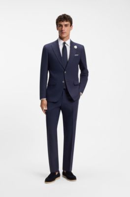 Blazer slim fit en tejido el&aacute;stico jaspeado, Azul oscuro