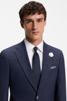 Blazer slim fit en tejido el&aacute;stico jaspeado, Azul oscuro