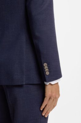 Blazer slim fit en tejido el&aacute;stico jaspeado, Azul oscuro