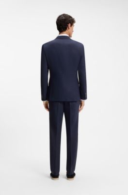 Blazer slim fit en tejido el&aacute;stico jaspeado, Azul oscuro